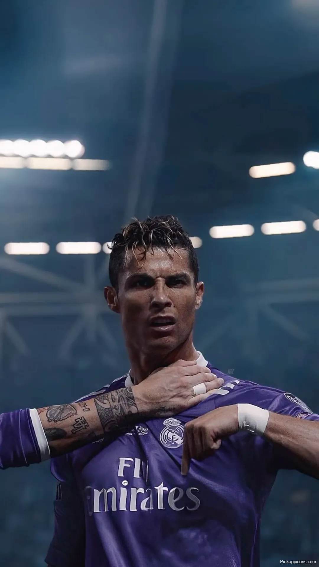 Iconic Ronaldo Wallpapers CR7 Calma Celebration Real Madrid Purple Kit Iconic Ronaldo-Wallpapers CR7 ‘Calma’ Celebration (Real Madrid Purple Kit)