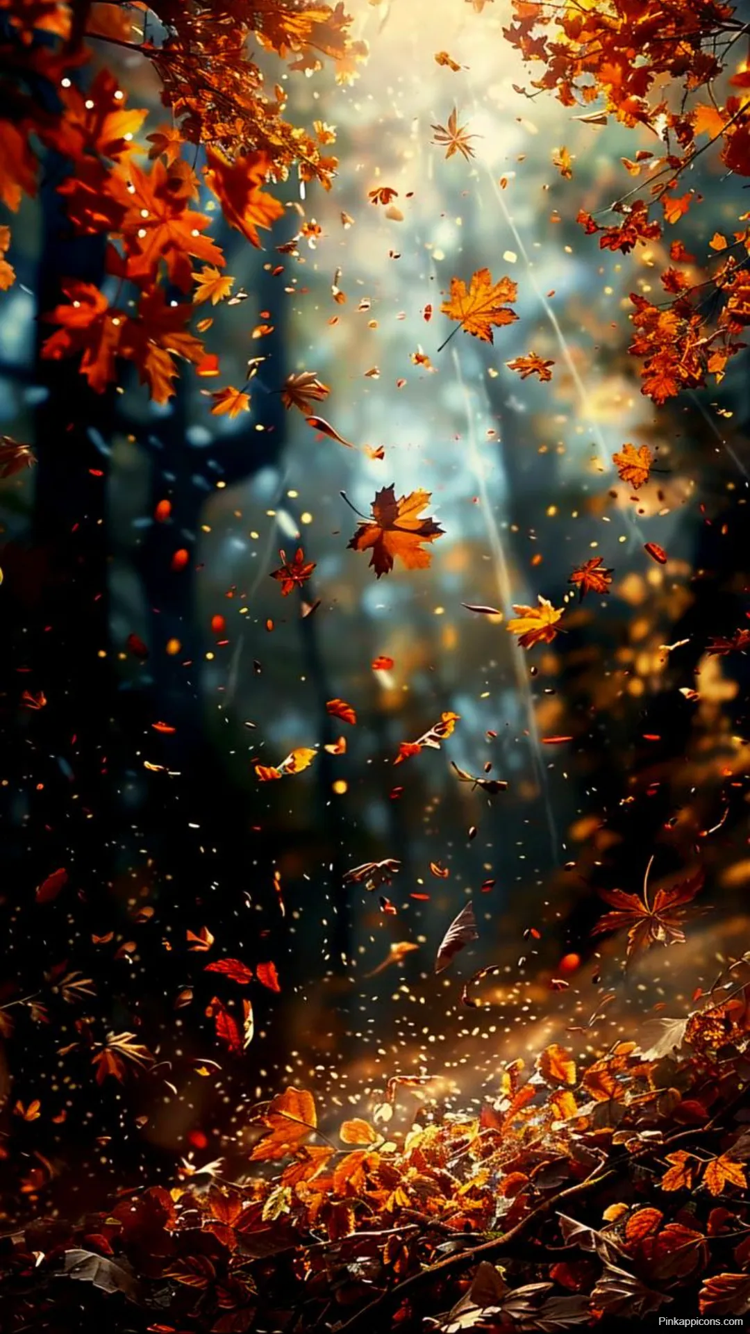 Magical Autumn Wallpapers Falling Leaves Dancing in Forest Sunbeams Magical Autumn-Wallpapers Falling Leaves Dancing in Forest Sunbeams