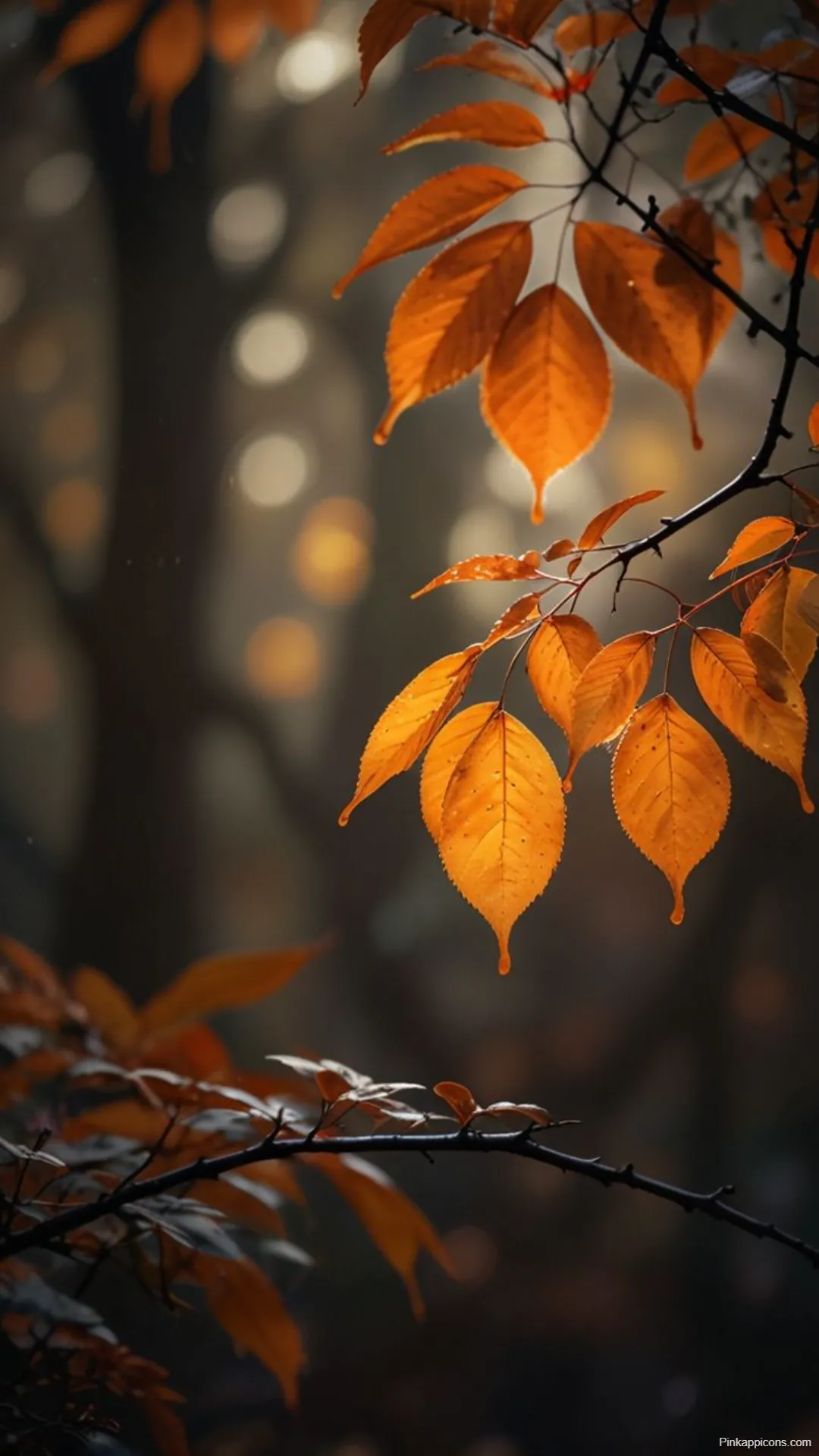 Moody Autumn Wallpapers Glowing Backlit Leaves in a Dark Forest Moody Autumn Wallpapers Glowing Backlit Leaves in a Dark Forest