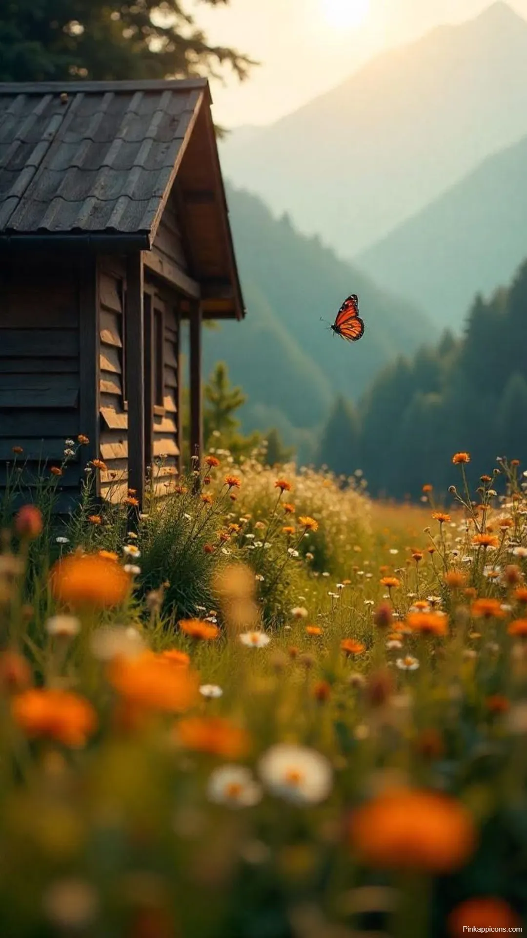 Peaceful Mountain Autumn Wallpapers Butterfly in a Wildflower Meadow Peaceful Mountain Autumn Wallpapers Butterfly in a Wildflower Meadow