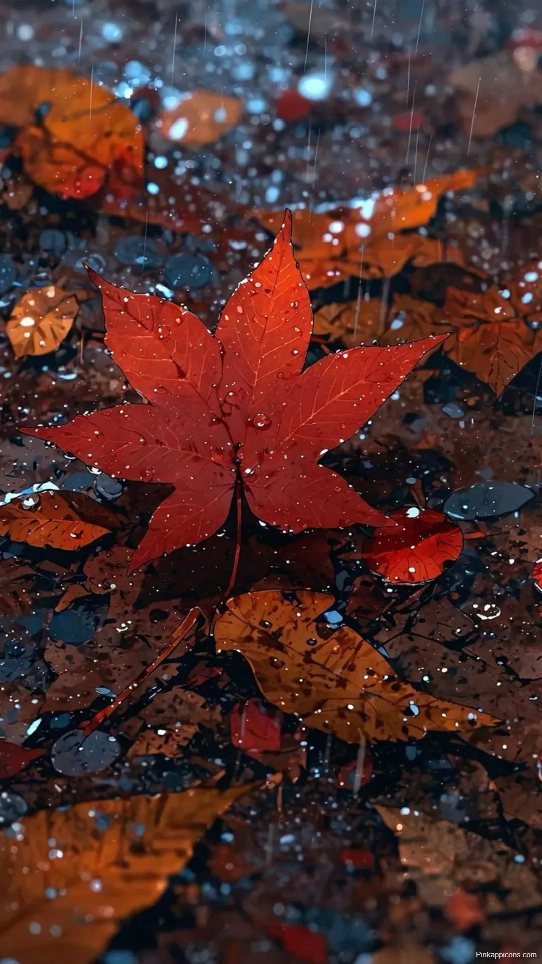 Rainy Day Autumn Wallpapers Vibrant Red Maple Leaf in a Puddle Rainy Day Autumn Wallpapers Vibrant Red Maple Leaf in a Puddle