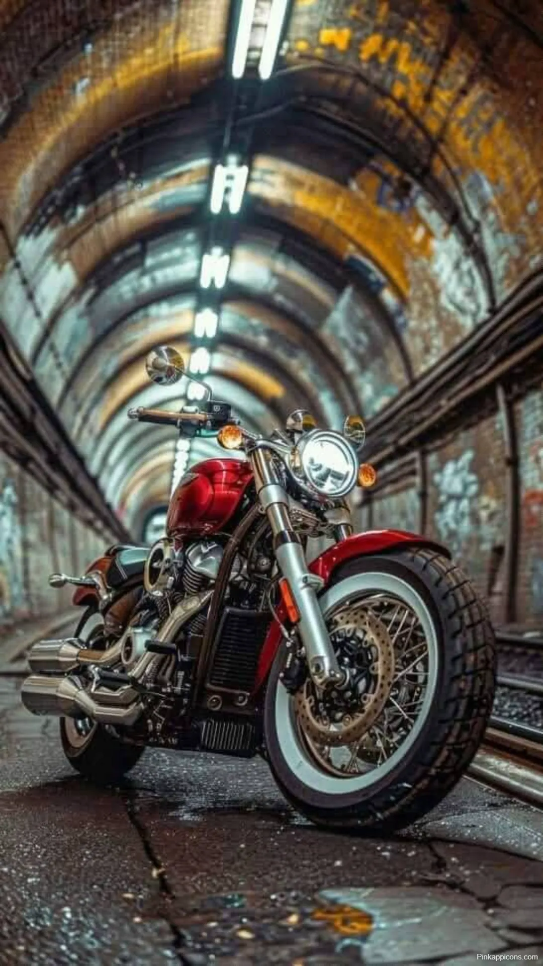 Red Cruiser in Gritty Tunnel Urban Aesthetic Bike Wallpapers HD Red Cruiser in Gritty Tunnel Urban & Aesthetic Bike-Wallpapers HD