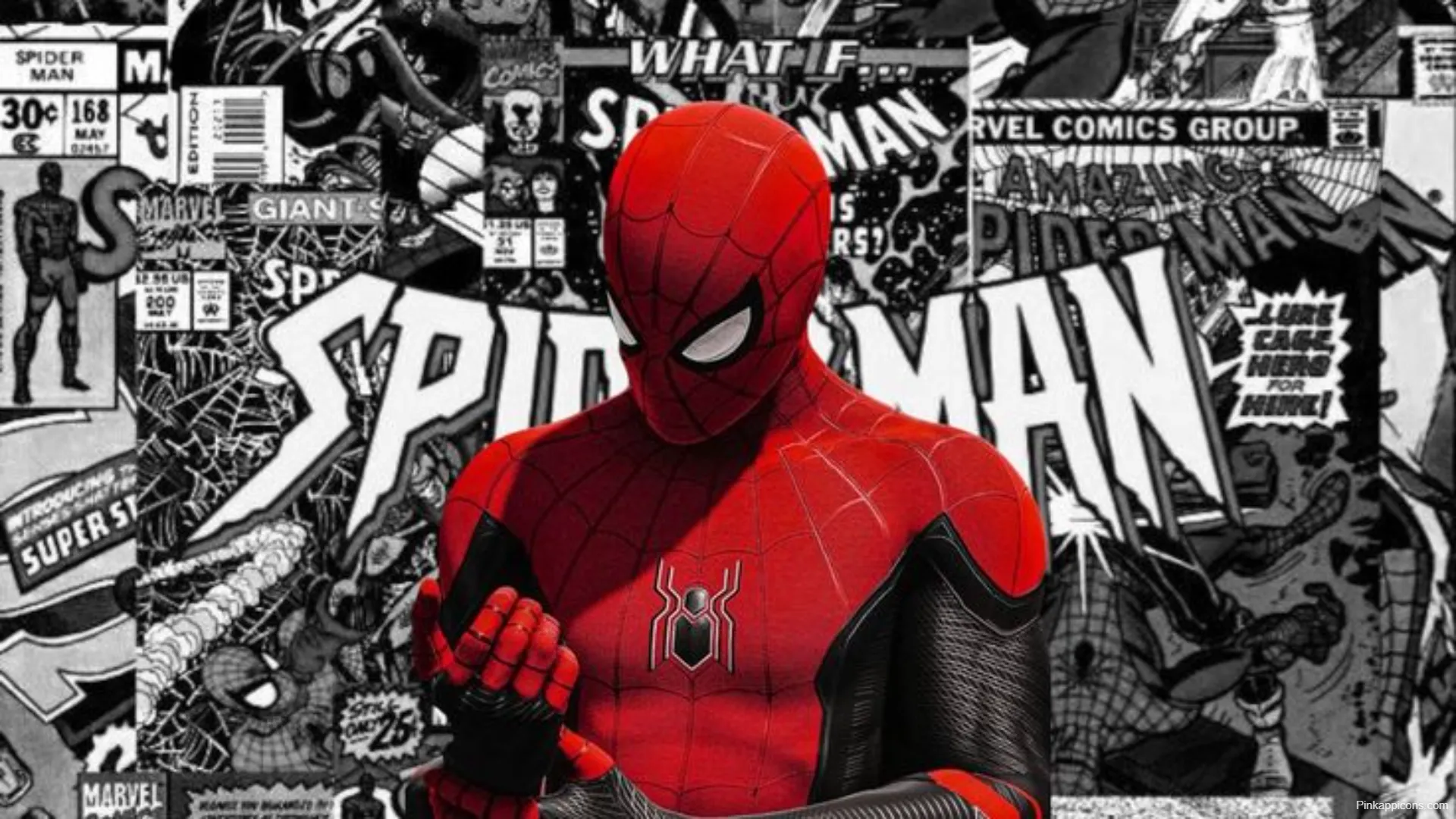 Red Spider Man on BW Comic Background Cool Laptop Wallpapers Red Spider-Man on B&W Comic Background Cool Laptop-Wallpapers