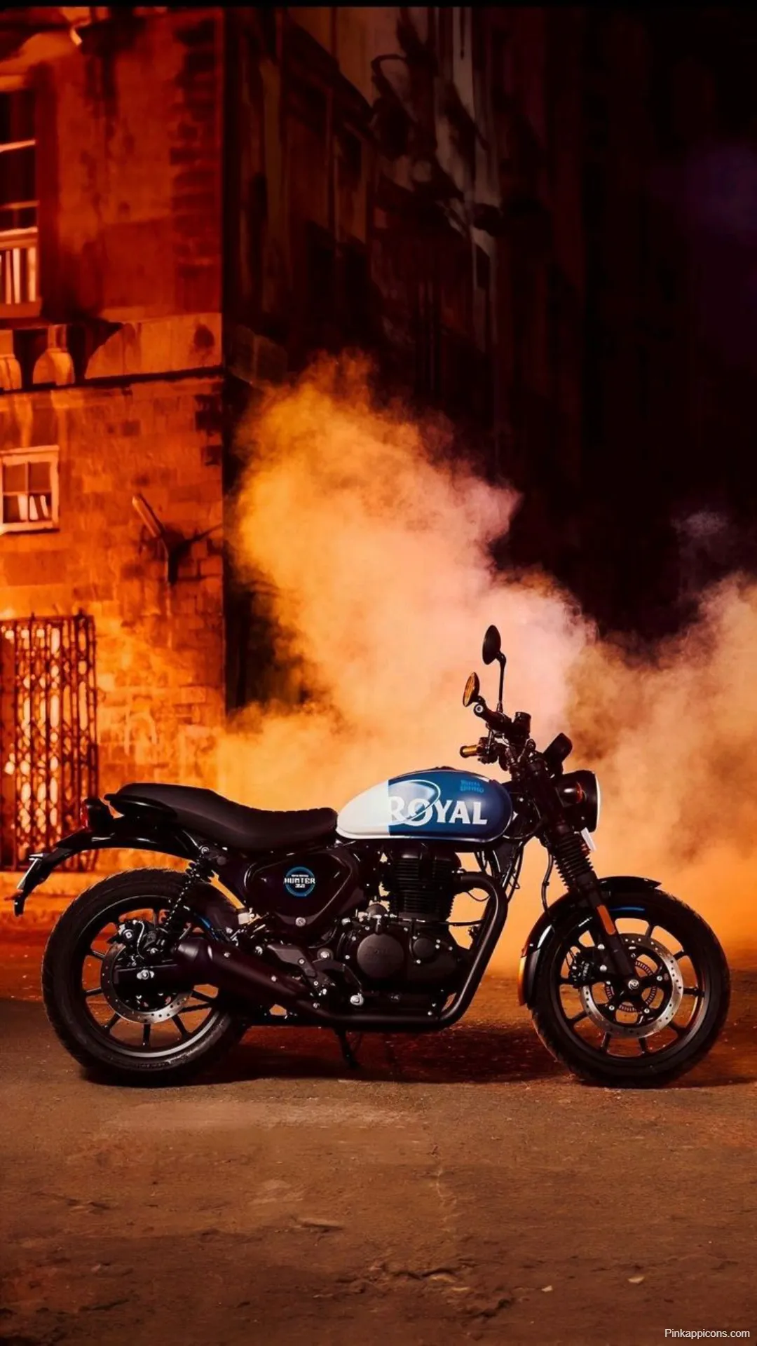 Royal Enfield Hunter 350 at Night Moody Urban Bike Wallpapers HD Royal Enfield Hunter 350 at Night Moody Urban Bike-Wallpapers HD