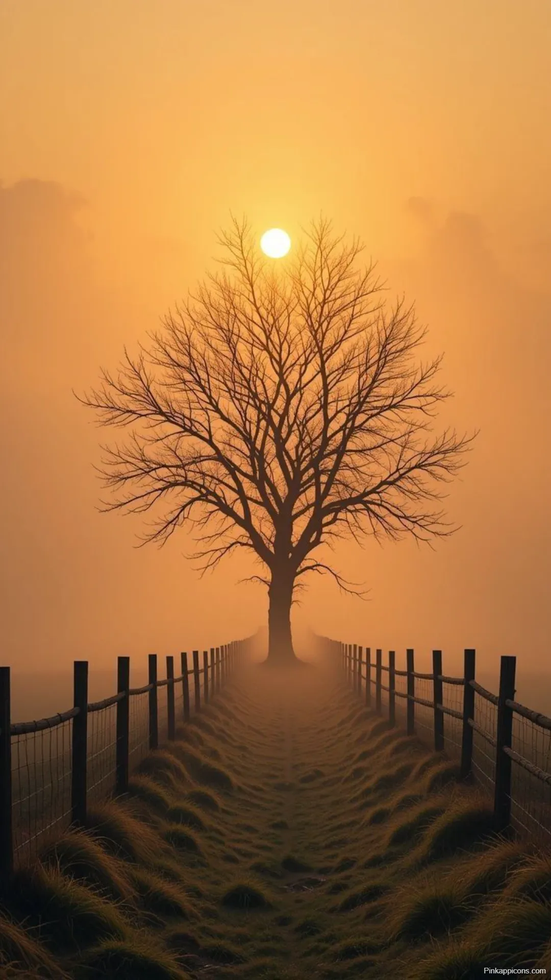 Sunrise Wallpapers Ethereal Foggy Morning with Silhouette Tree Sunrise-Wallpapers Ethereal Foggy Morning with Silhouette Tree
