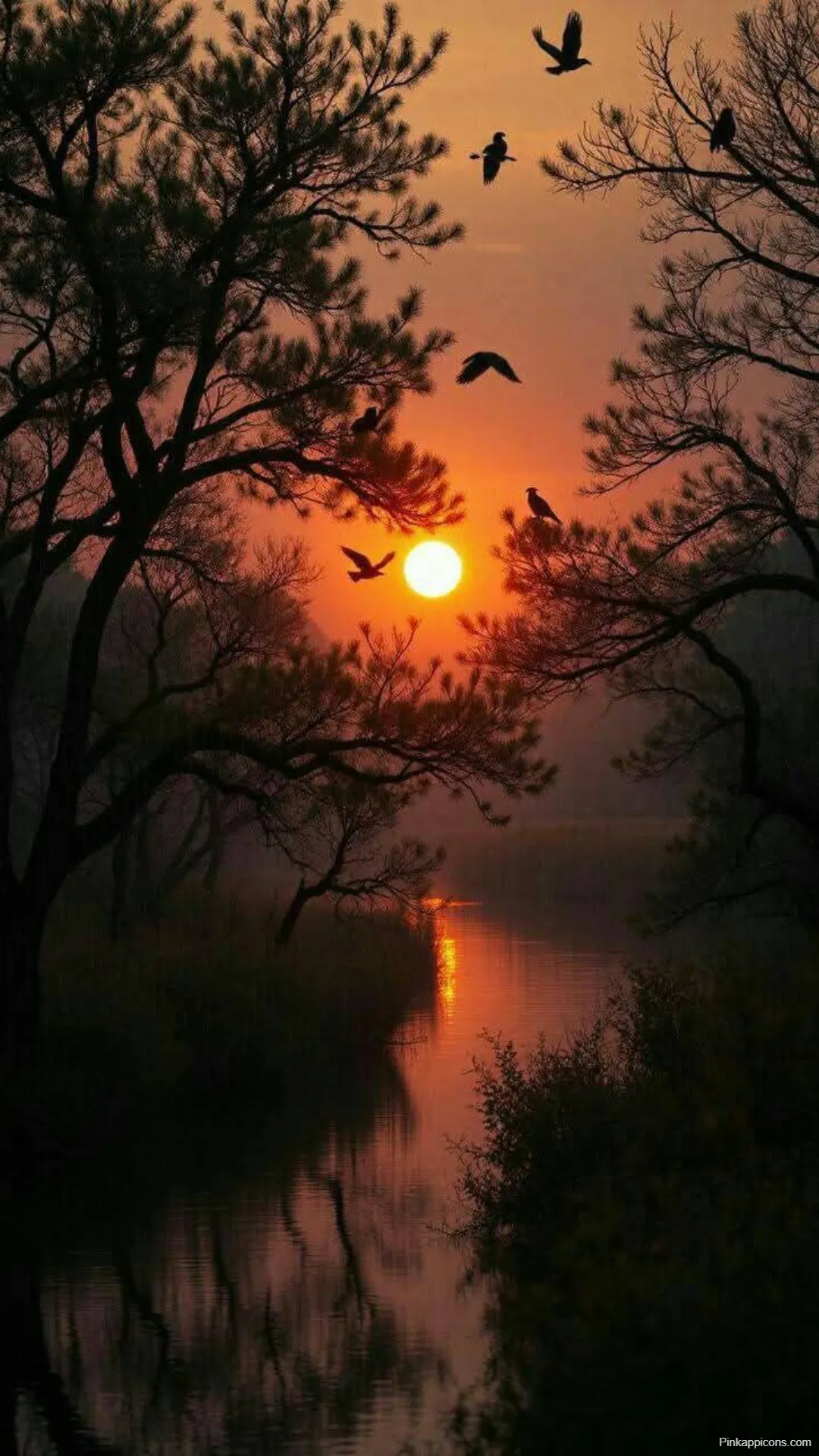 Sunrise Wallpapers Golden Sun Over Water with Birds in Flight Sunrise-Wallpapers Golden Sun Over Water with Birds in Flight