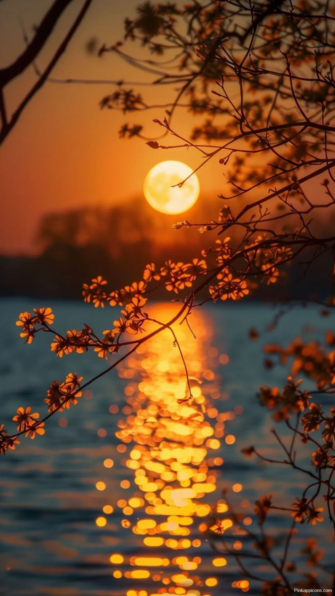 Sunrise Wallpapers Serene Lake View with Sunlit Blossoms Bokeh Sunrise-Wallpapers Serene Lake View with Sunlit Blossoms & Bokeh