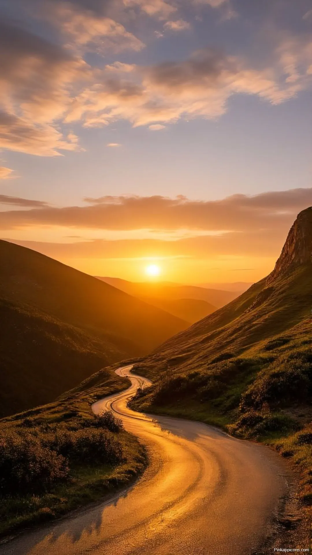 Sunrise Wallpapers Serpentine Road Through Hills in Morning Light Sunrise-Wallpapers Serpentine Road Through Hills in Morning Light