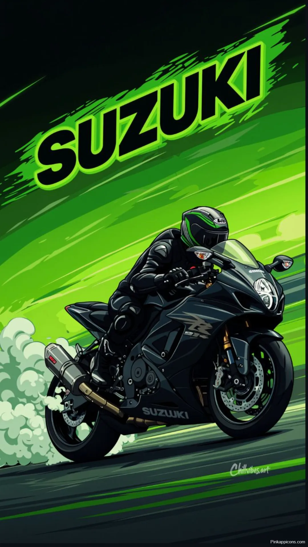 Suzuki GSX R Graphic Art Vibrant Green Bike Wallpapers HD Suzuki GSX-R Graphic Art Vibrant Green Bike-Wallpapers HD