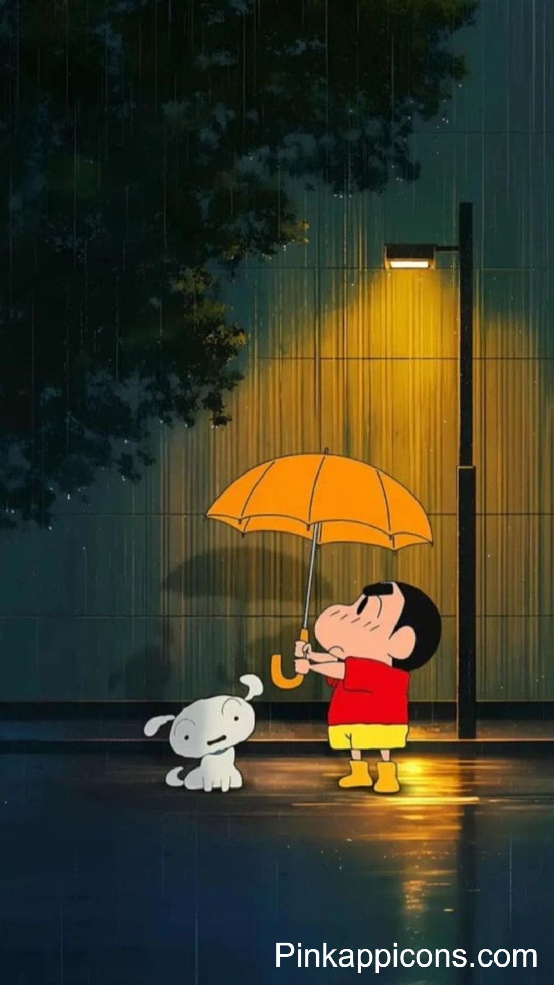 Adorable Shin chan with Umbrella Cartoon Wallpaper Night Rain Phone Background Adorable Shin-chan with Umbrella Cartoon Wallpaper Night Rain Phone Background.