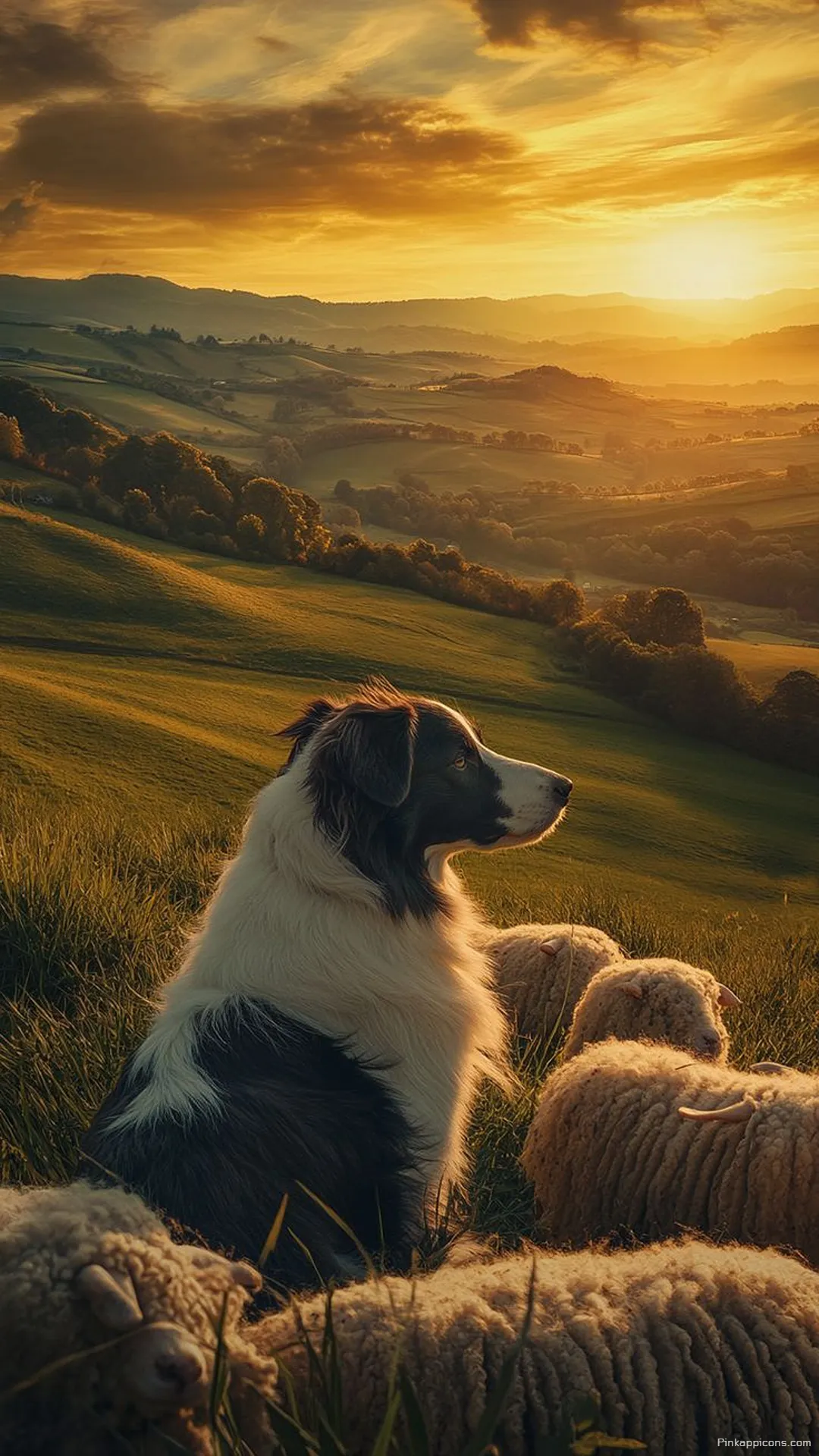 Border Collie with Sheep at Sunset Cute Dog Wallpaper Border Collie with Sheep at Sunset Cute Dog Wallpaper