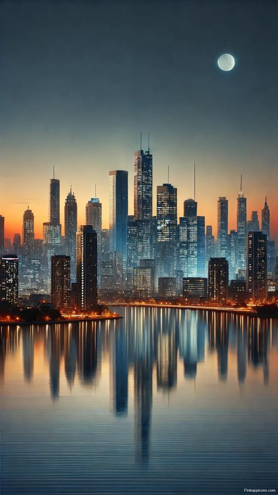 City Skyline Moonlit Reflection Wallpaper Illuminated Urban Skyline Wallpapers City Skyline Moonlit Reflection Wallpaper – Illuminated Urban Skyline-Wallpapers