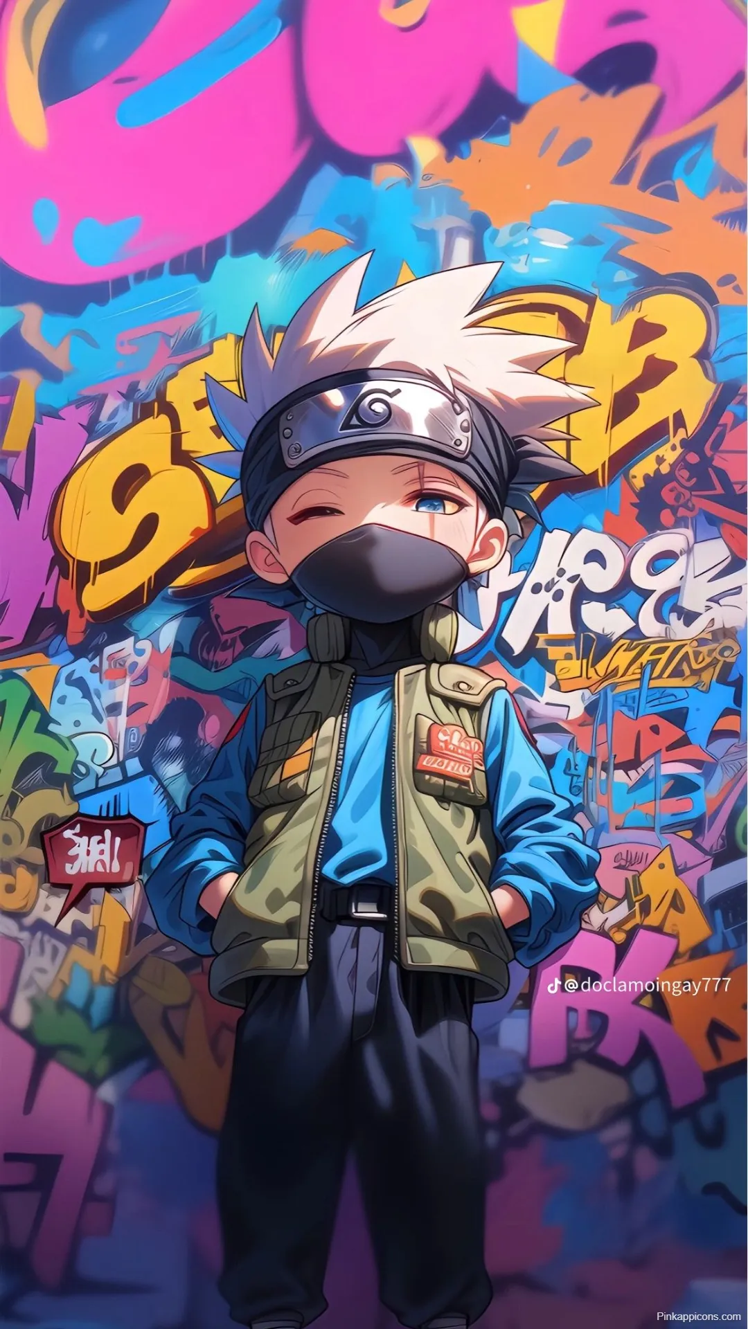 Cool Anime Wallpapers Chibi Kakashi Hatake Naruto with Vibrant Graffiti Art Cool Anime Wallpapers Chibi Kakashi Hatake (Naruto) with Vibrant Graffiti Art