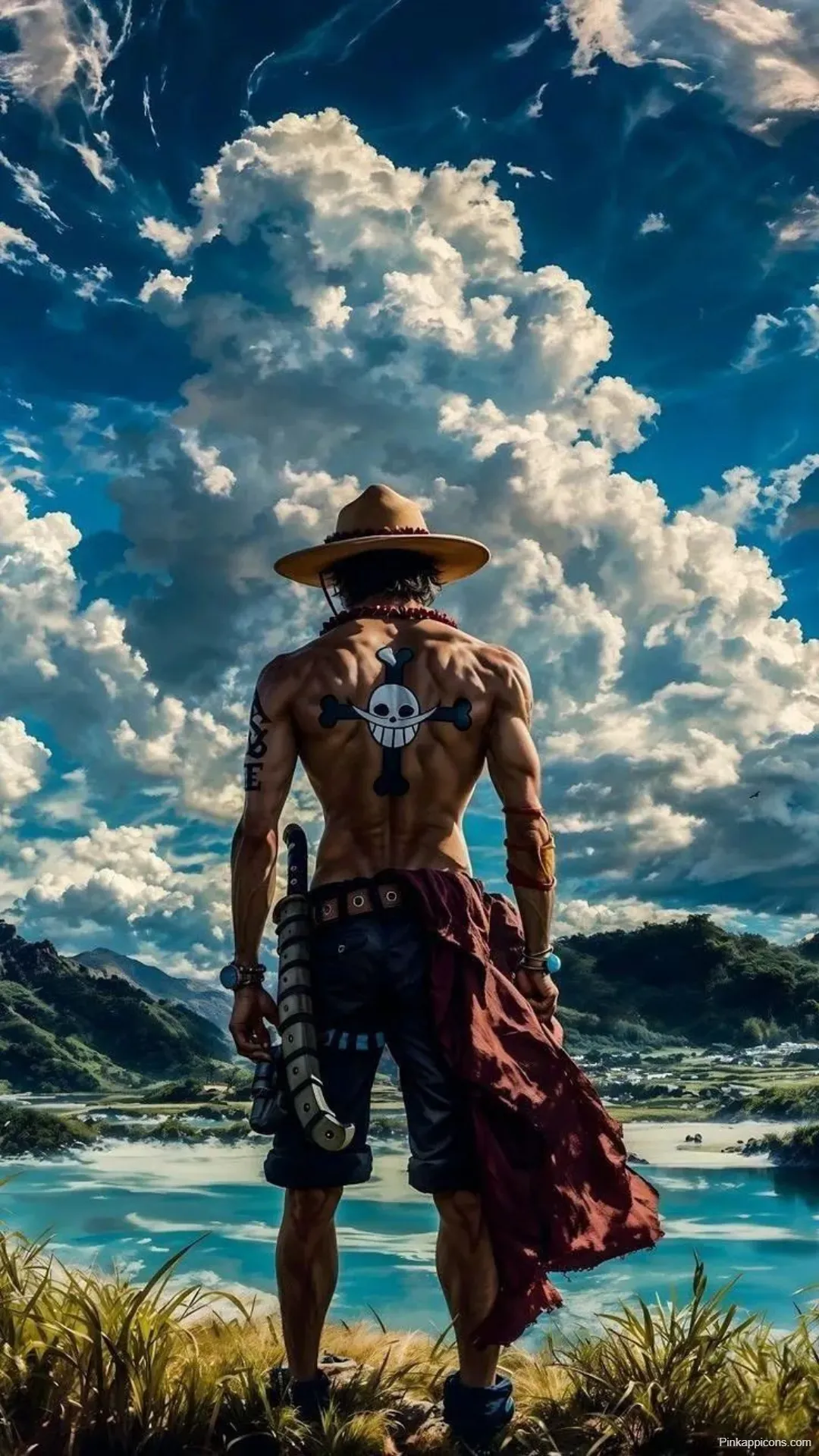 Cool Anime Wallpapers Portgas D. Ace from One Piece with Iconic Tattoo and Sky View Cool Anime Wallpapers Portgas D. Ace from One Piece with Iconic Tattoo and Sky View