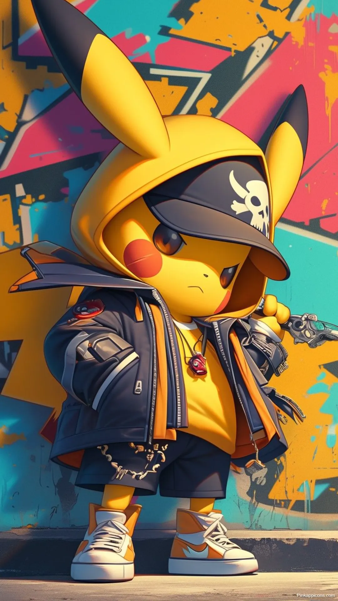 Cool Anime Wallpapers Stylish Pikachu in Streetwear Against Graffiti Art Cool Anime Wallpapers Stylish Pikachu in Streetwear Against Graffiti Art