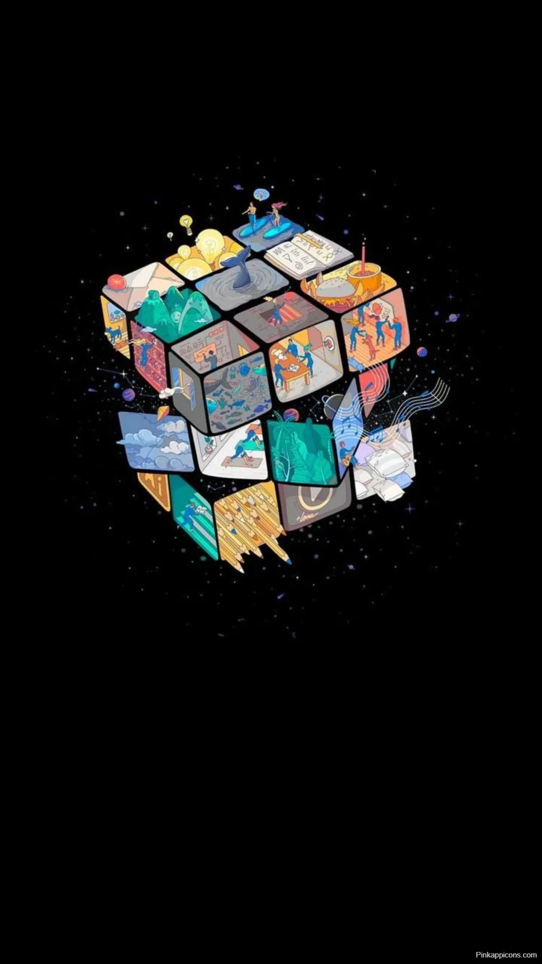 Creative Illustrated Cube Black Wallpapers [HD]