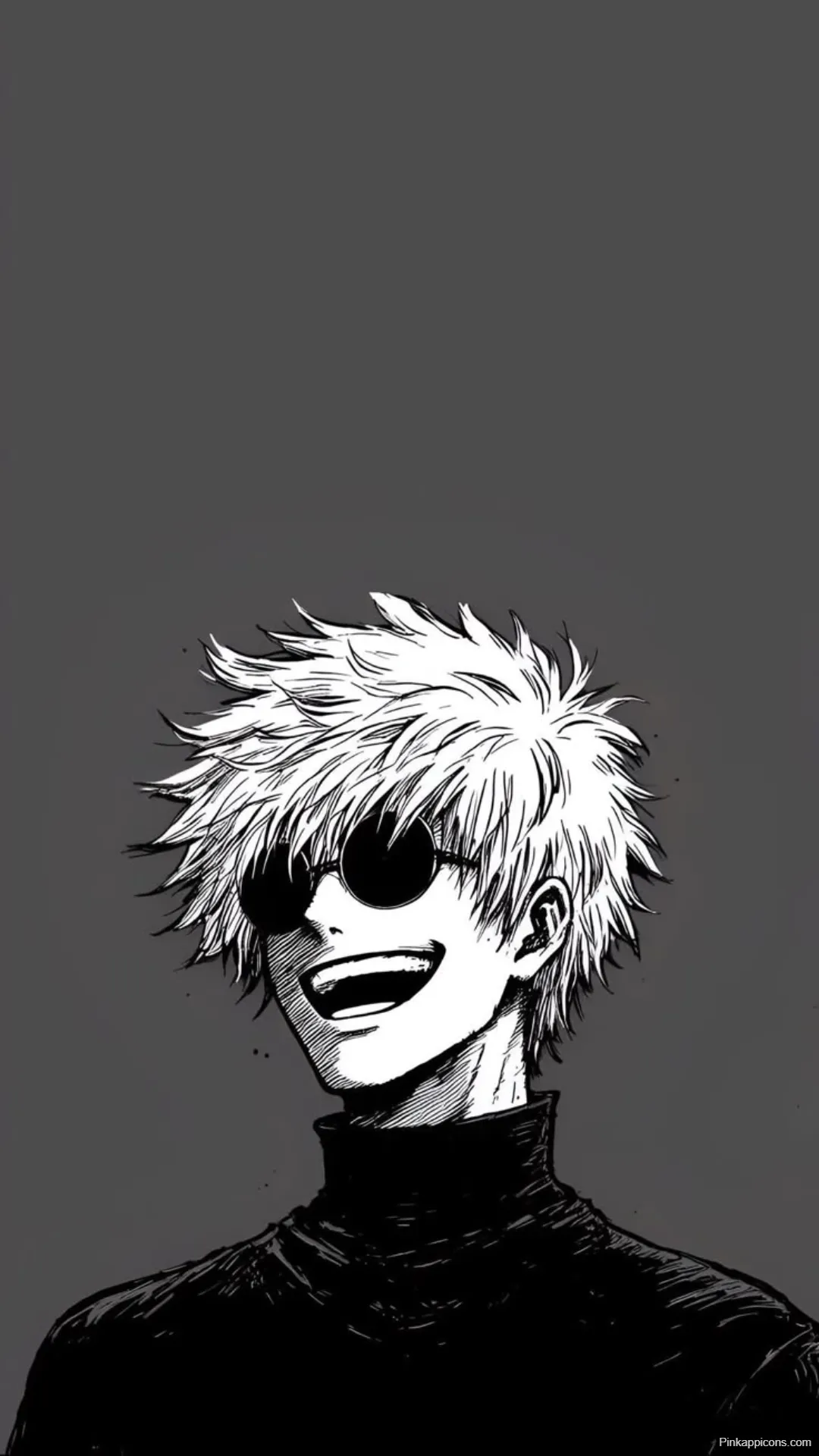 Cute Anime Wallpaper Gojo with Sunglasses Black White Cute Anime Wallpaper Gojo with Sunglasses (Black & White)