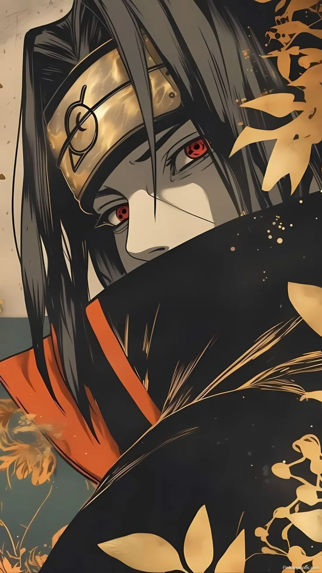Cute Anime Wallpaper Itachi with Golden Leaf Design Cute Anime Wallpaper Itachi with Golden Leaf Design