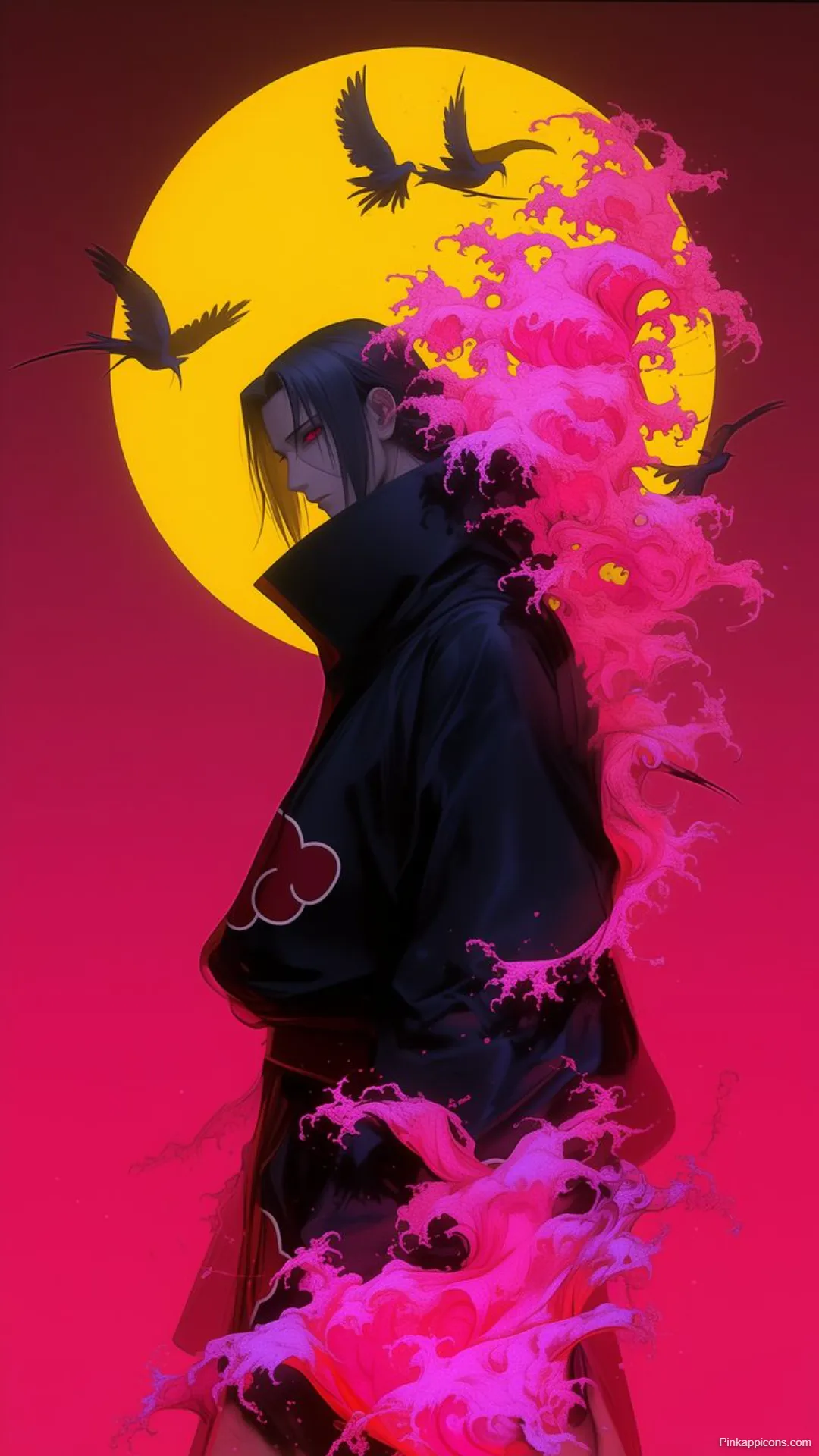 Cute Anime Wallpaper Itachi with Pink Aura Yellow Moon 4K Cute Anime Wallpaper Itachi with Pink Aura & Yellow Moon 4K