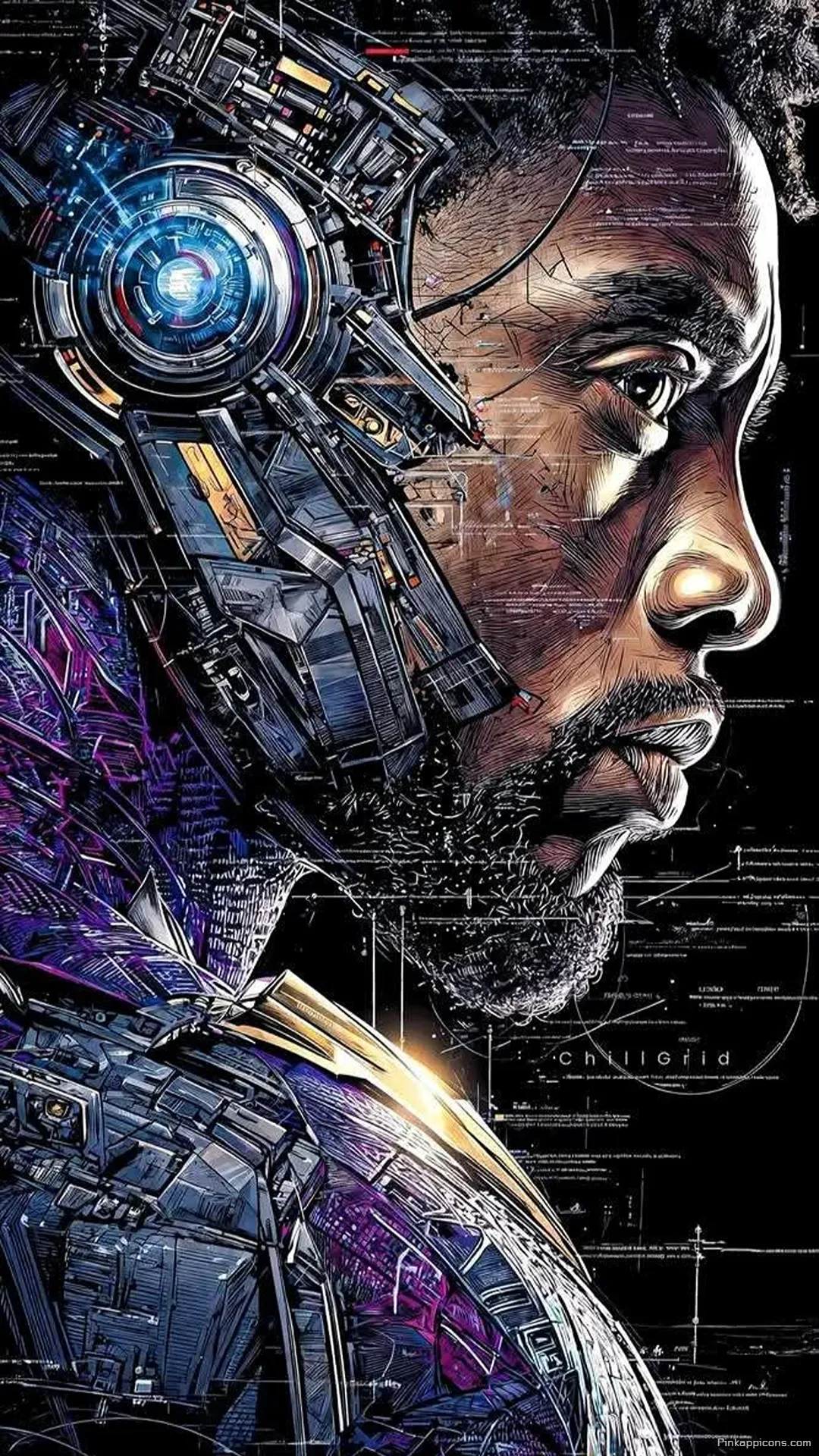 Cybernetic Black Panther Art Wallpaper Futuristic Cartoon Wallpaper for Phone Cybernetic Black Panther Art Wallpaper Futuristic Cartoon Wallpaper for Phone.