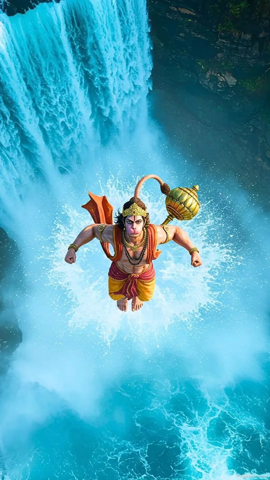 Dynamic Lord Hanuman Ji Wallpaper for iPhone – Waterfall Power Scene Dynamic Lord Hanuman Ji Wallpaper for iPhone – Waterfall Power Scene