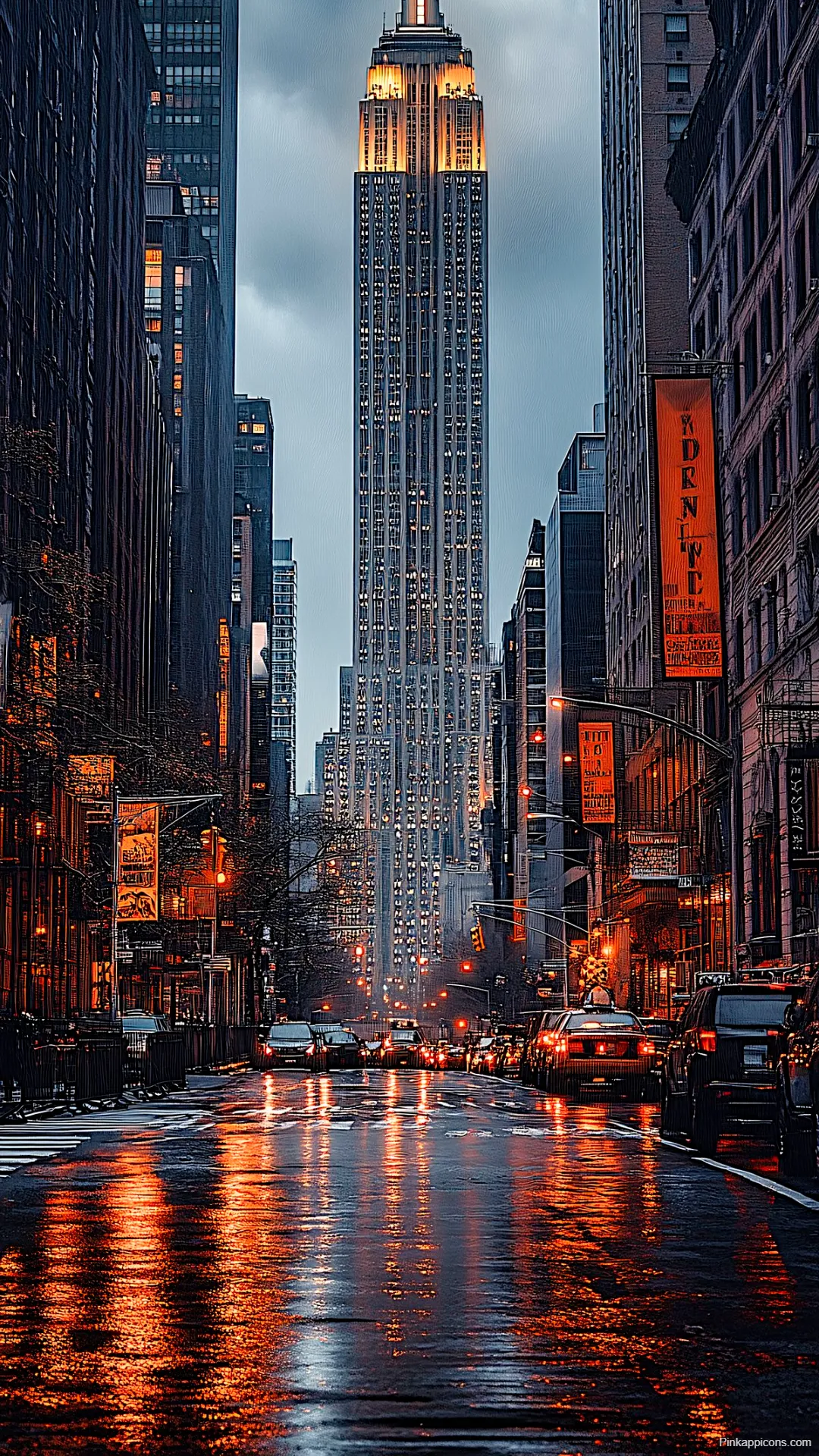 Empire State Building Night Street NYC Reflection Skyline Wallpapers Empire State Building Night Street NYC Reflection Skyline-Wallpapers