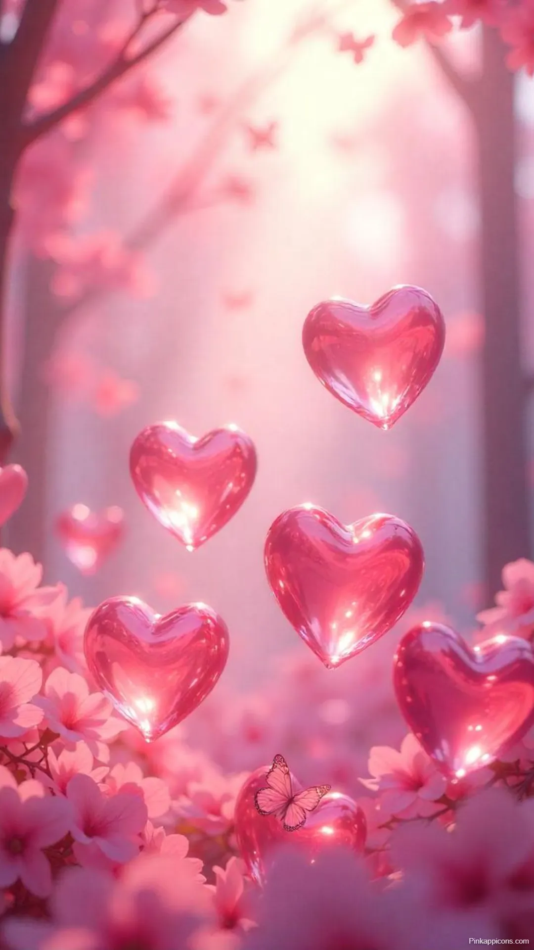Floating Pink Heart Balloons Wallpaper Romantic Floral Dream for Phone Floating Pink Heart Balloons Wallpaper Romantic Floral Dream for Phone