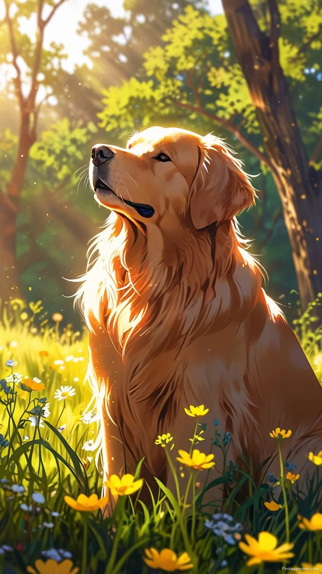 Golden Retriever in Sunny Field Cute Dog Wallpaper for Phones Golden Retriever in Sunny Field Cute Dog Wallpaper for Phones