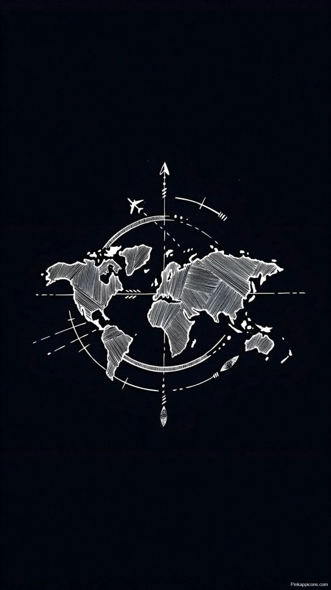 Hand Drawn World Map Travel Themed Black Wallpapers Hand-Drawn World Map Travel Themed Black Wallpapers