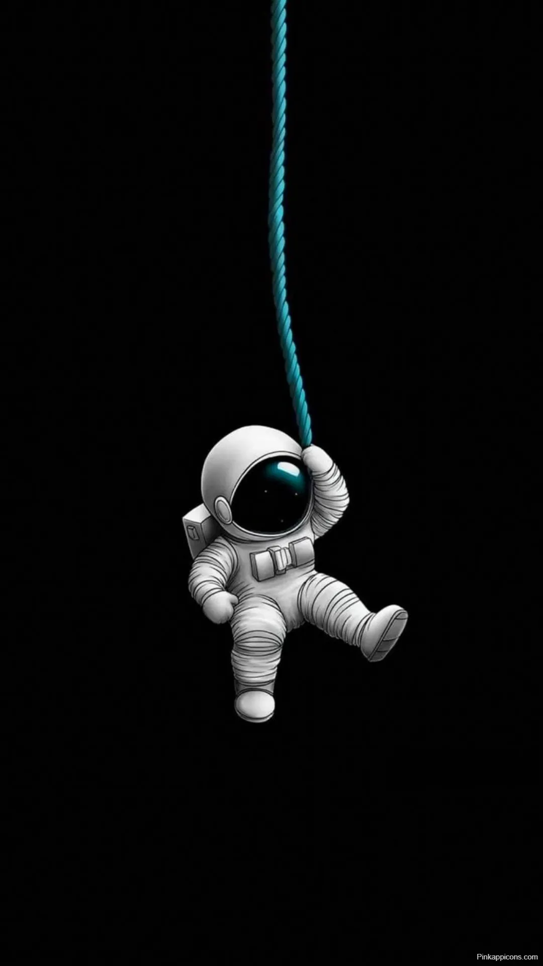 Hanging Astronaut Minimalist Black Wallpapers [4K, HD]