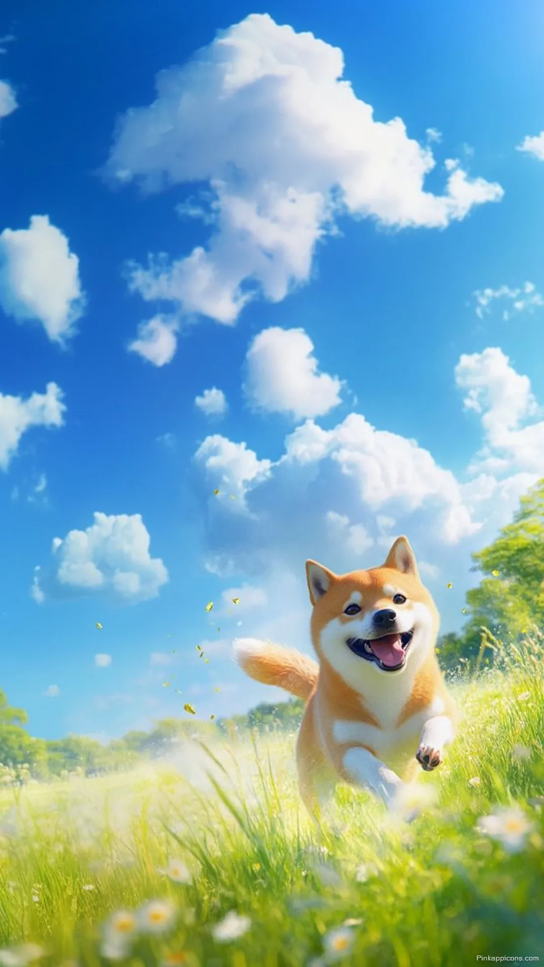 Happy Shiba Inu Running Cute Dog Wallpaper for Phones Happy Shiba Inu Running Cute Dog Wallpaper for Phones