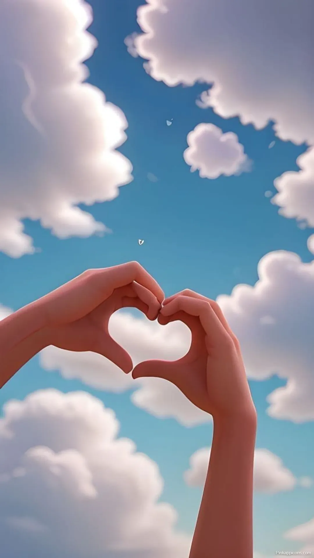 Heart Hands in Sky Wallpaper A Symbolic Love Gesture for Your Phone Heart Hands in Sky Wallpaper A Symbolic Love Gesture for Your Phone