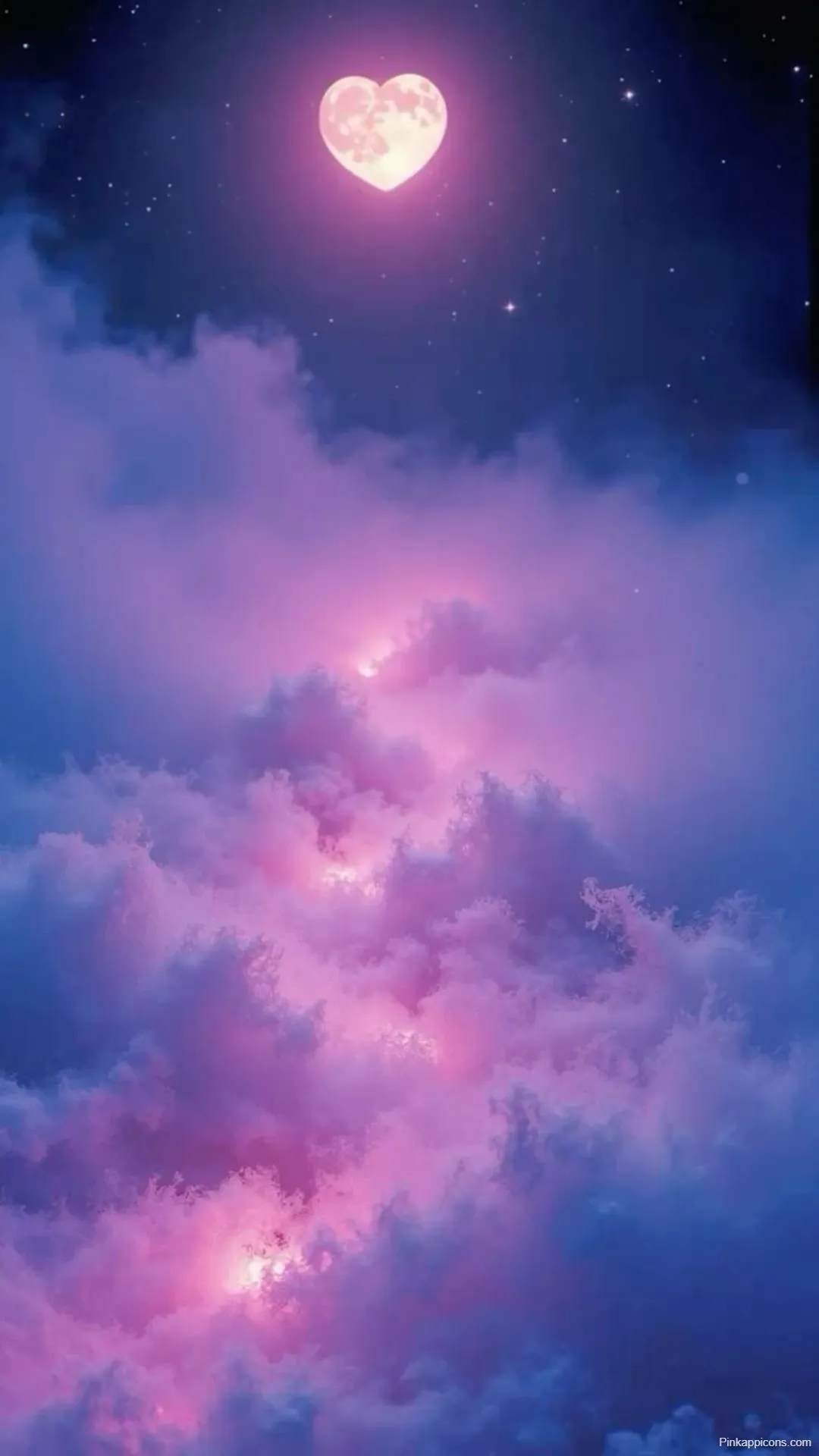 Heart Moon Wallpaper Romantic Pink Purple Clouds for Your Phone Heart Moon Wallpaper Romantic Pink & Purple Clouds for Your Phone