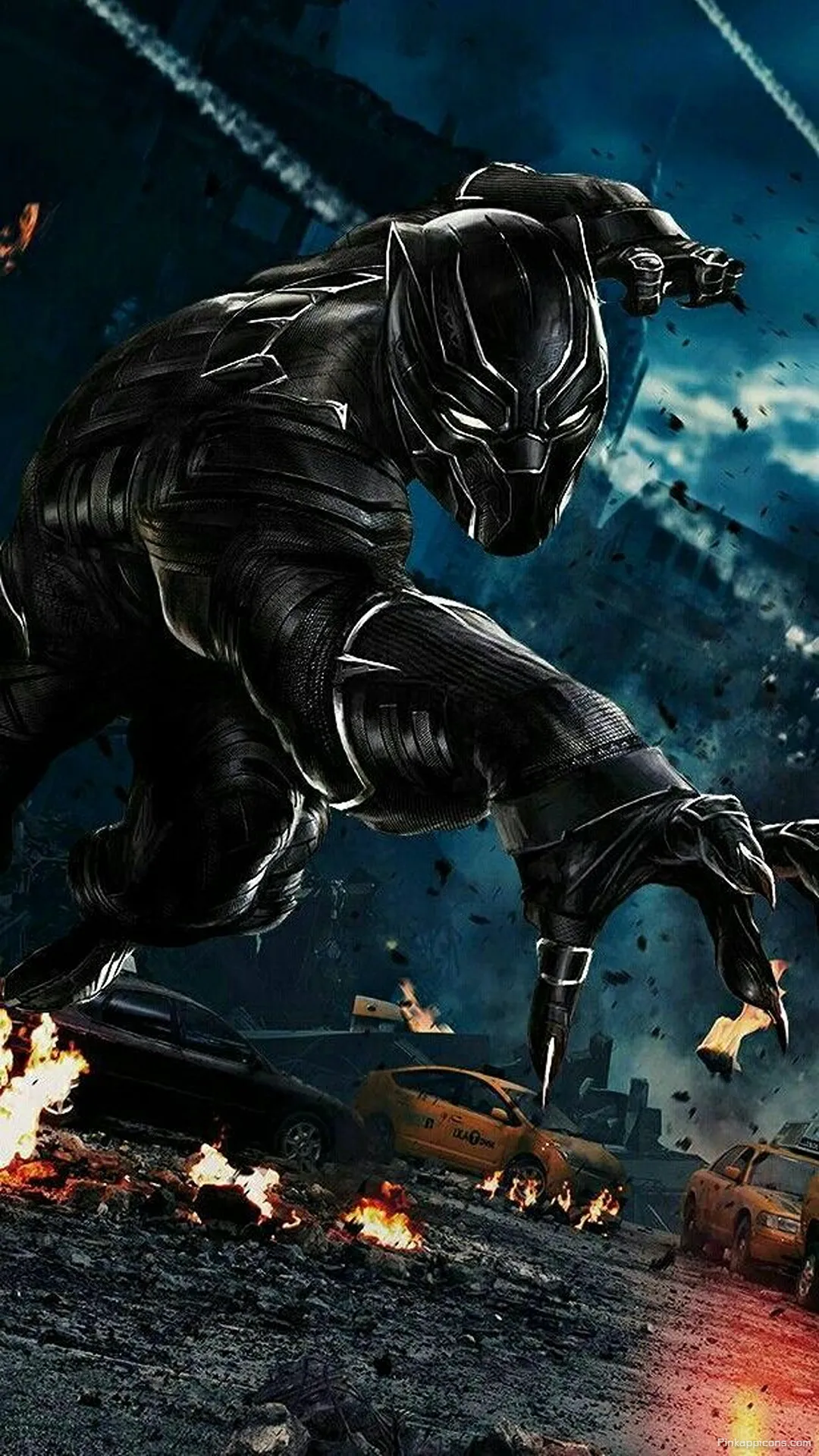 Heroic Black Panther City Under Attack Cartoon Wallpaper – Epic Phone Background Heroic Black Panther City Under Attack Cartoon Wallpaper – Epic Phone Background.