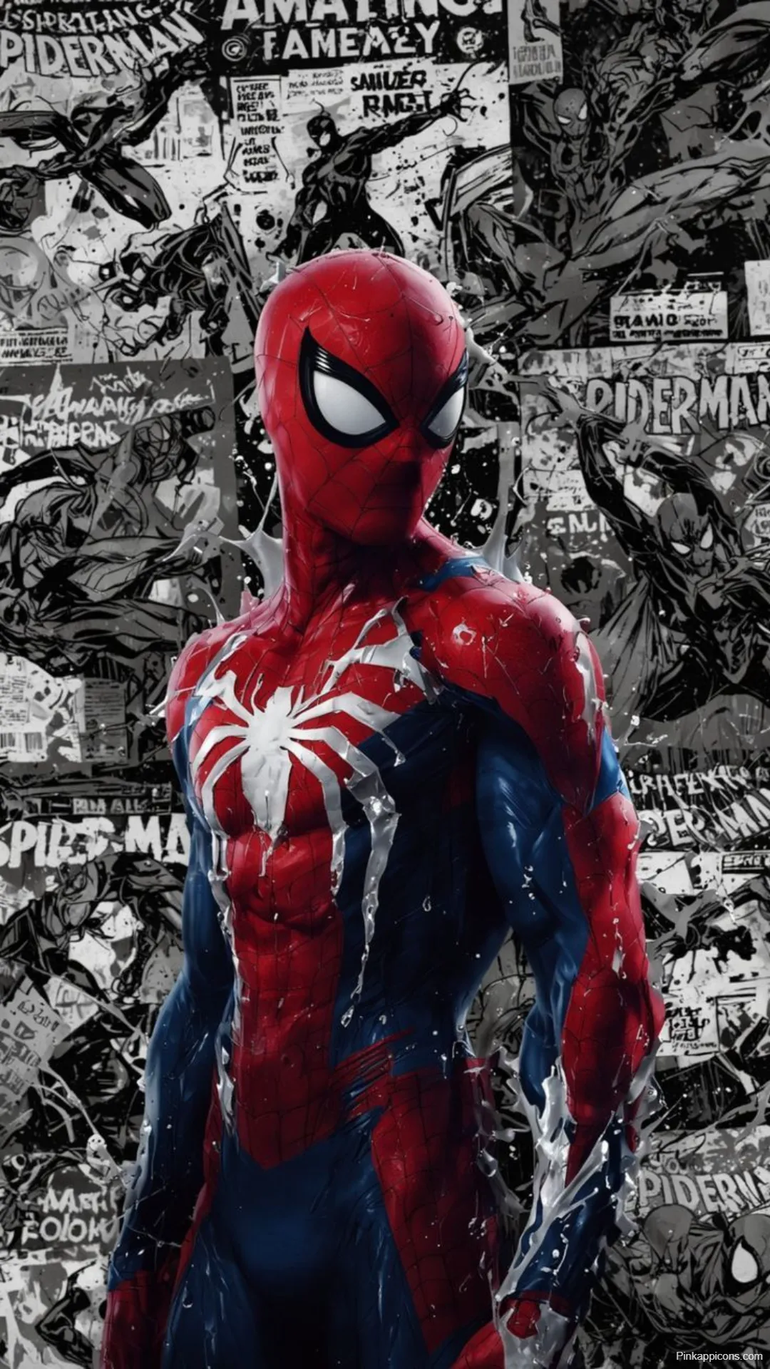 Iconic Red and Blue Spider Man Wallpapers Abstract Comic Collage Background Wallpaper Iconic Red and Blue Spider-Man-Wallpapers Abstract Comic Collage Background Wallpaper