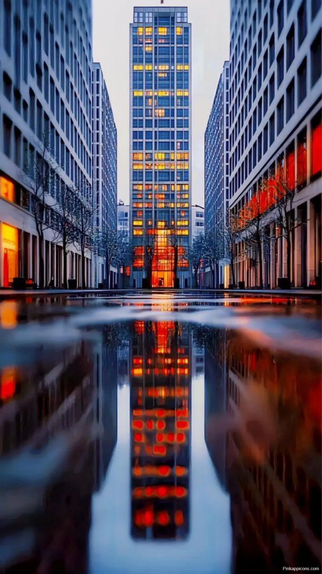 Illuminated City Building Night Reflection Wallpaper Urban Skyline Wallpapers Illuminated City Building Night Reflection Wallpaper – Urban Skyline-Wallpapers