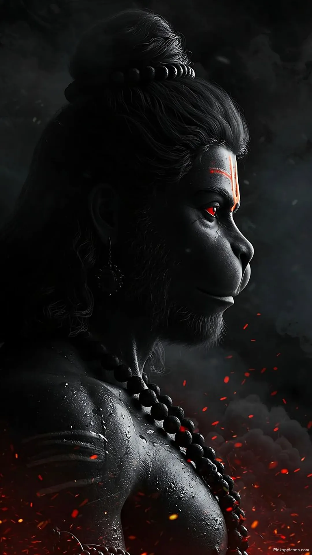 Intense Hanuman iPhone Wallpaper Fiery Eyes Dark Aura Phone Background Intense Hanuman iPhone Wallpaper Fiery Eyes & Dark Aura Phone Background