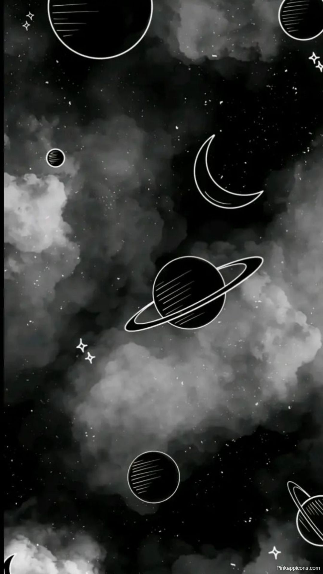 Keindahan Galaksi Wallpaper Hitam Putih dengan Planet dan Bintang Keindahan Galaksi Wallpaper Hitam Putih dengan Planet dan Bintang