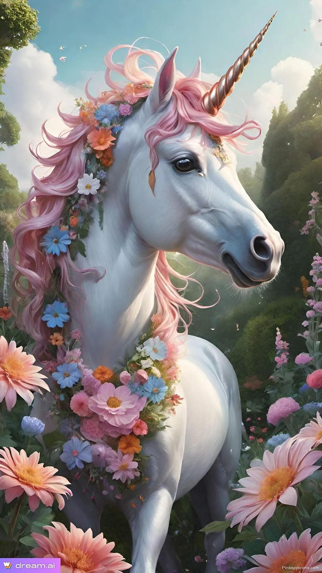 Magical Floral Unicorn Wallpaper Enchanted Garden Phone Background Magical Floral Unicorn Wallpaper Enchanted Garden Phone Background.