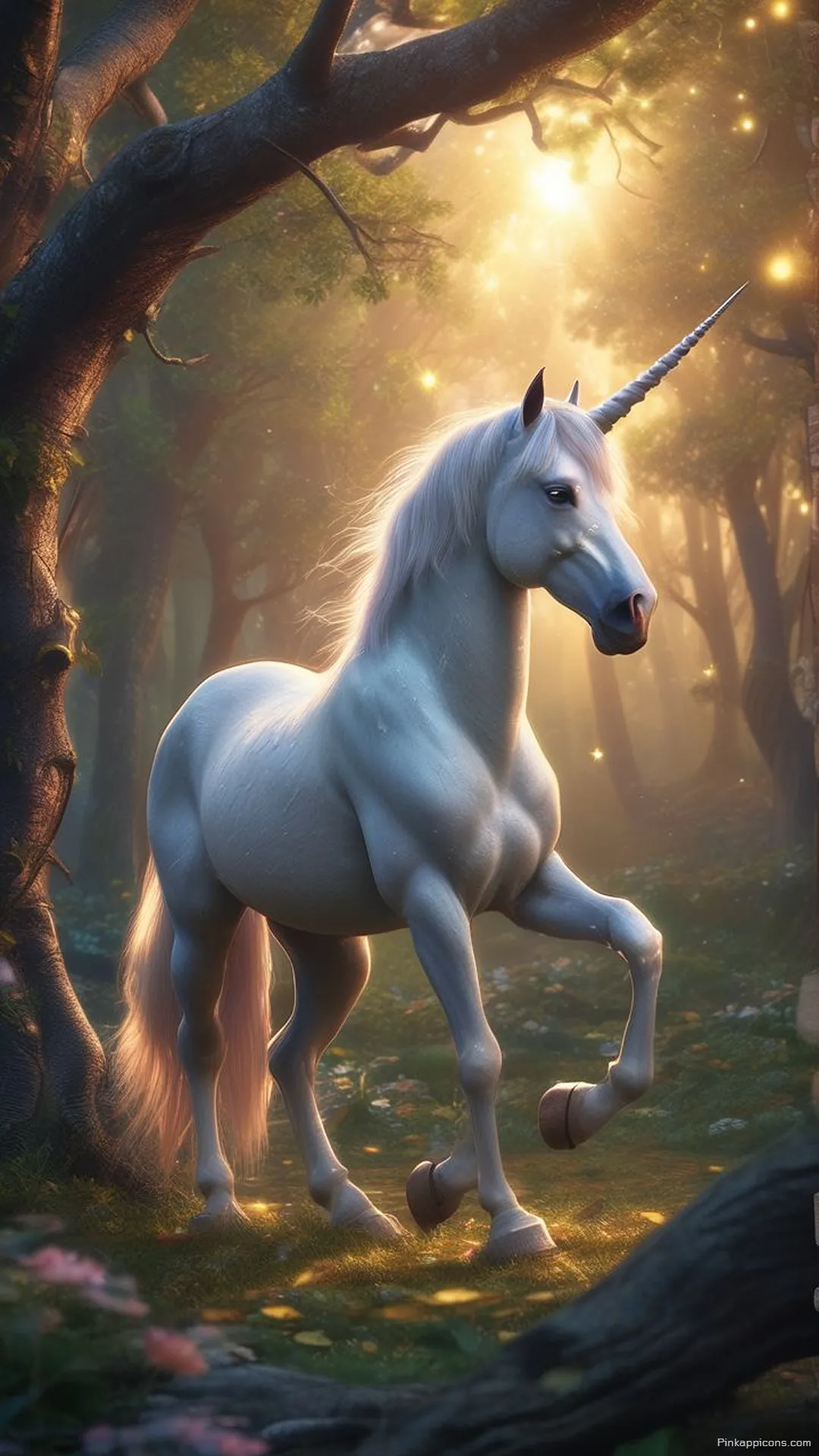Magical Forest Unicorn Wallpaper Golden Light Fantasy Phone Background Magical Forest Unicorn Wallpaper Golden Light Fantasy Phone Background.