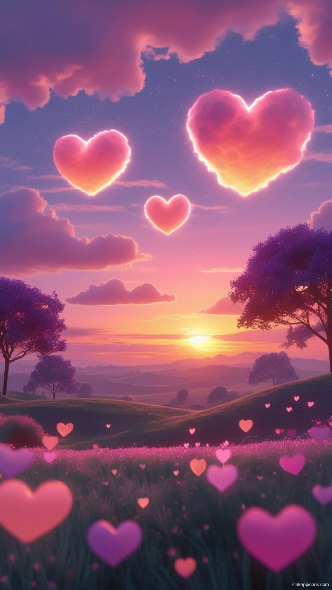 Magical Heart Cloud Wallpaper Dreamy Sunset Landscape for Phone Magical Heart Cloud Wallpaper Dreamy Sunset Landscape for Phone