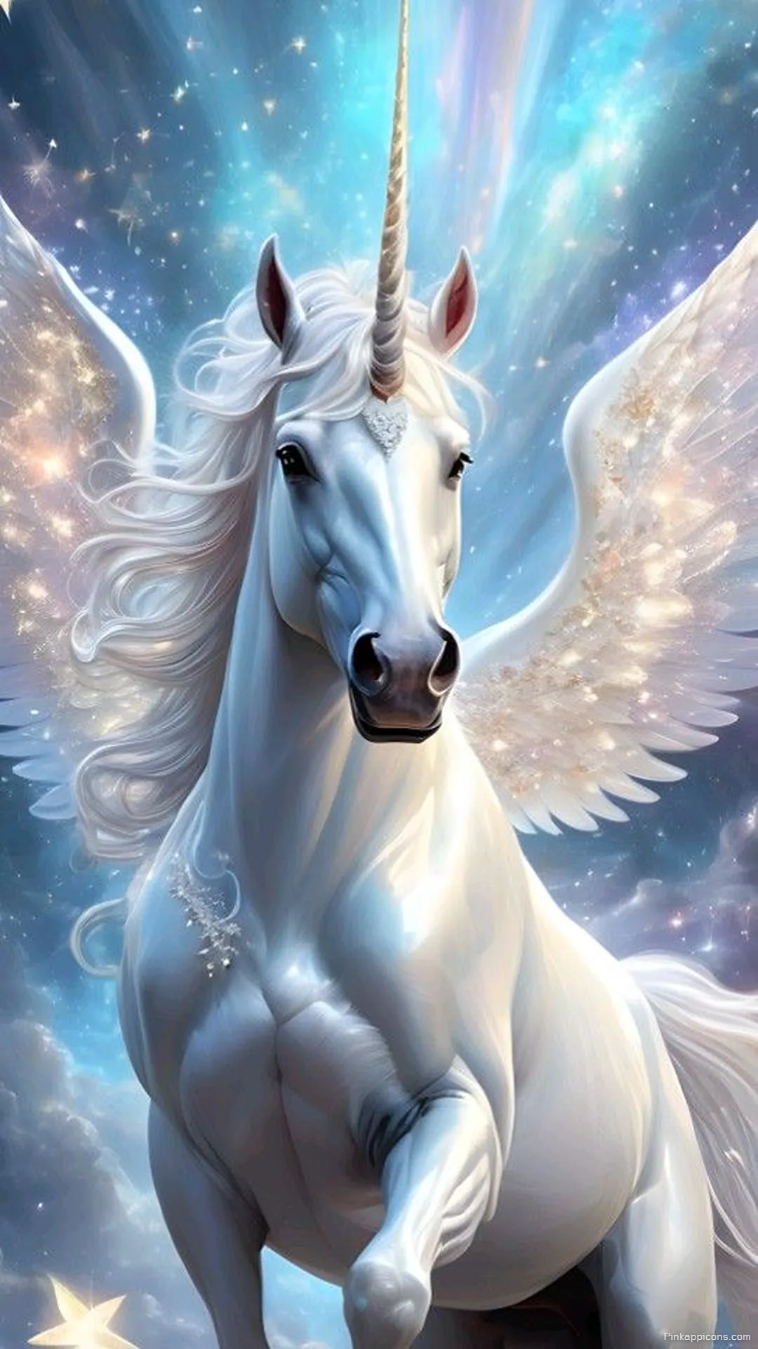 Magical Winged Unicorn in Sky Wallpaper Sparkling Fantasy Phone Background Magical Winged Unicorn in Sky Wallpaper Sparkling Fantasy Phone Background.
