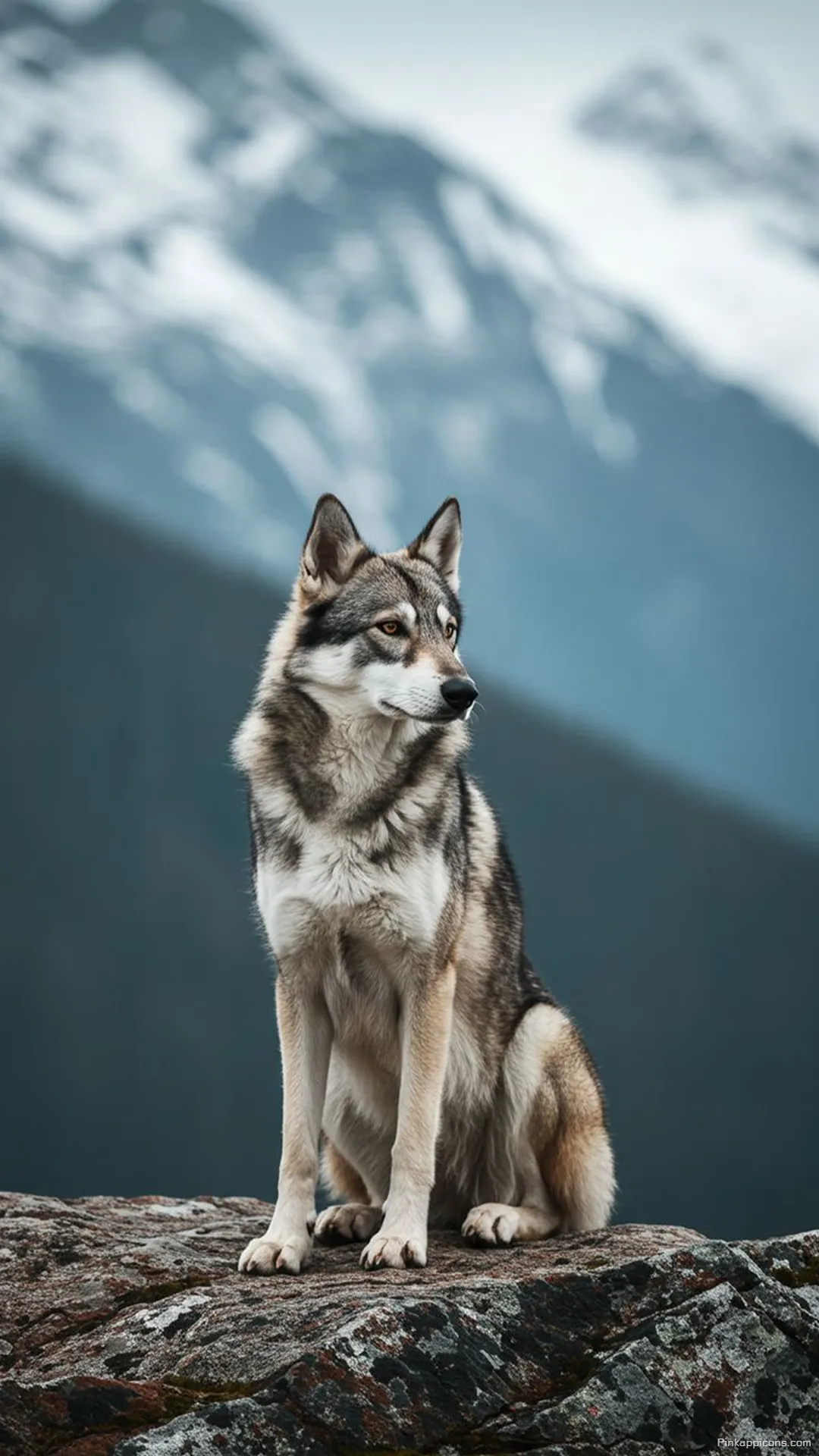Majestic Wolf like Dog Cute Dog Wallpaper in Mountains Majestic Wolf-like Dog Cute Dog Wallpaper in Mountains