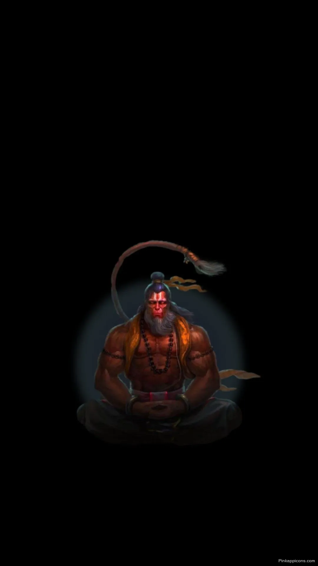 Meditating Hanuman iPhone Wallpaper Dark Background Devotional Art Meditating Hanuman iPhone Wallpaper Dark Background Devotional Art