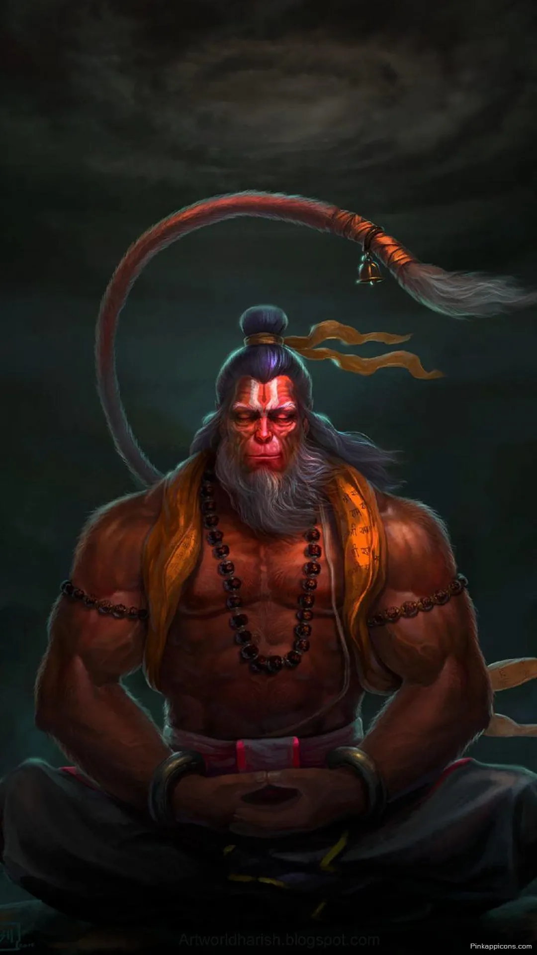 Meditating Hanuman iPhone Wallpaper Serene Deity Phone Background Meditating Hanuman iPhone Wallpaper Serene Deity Phone Background