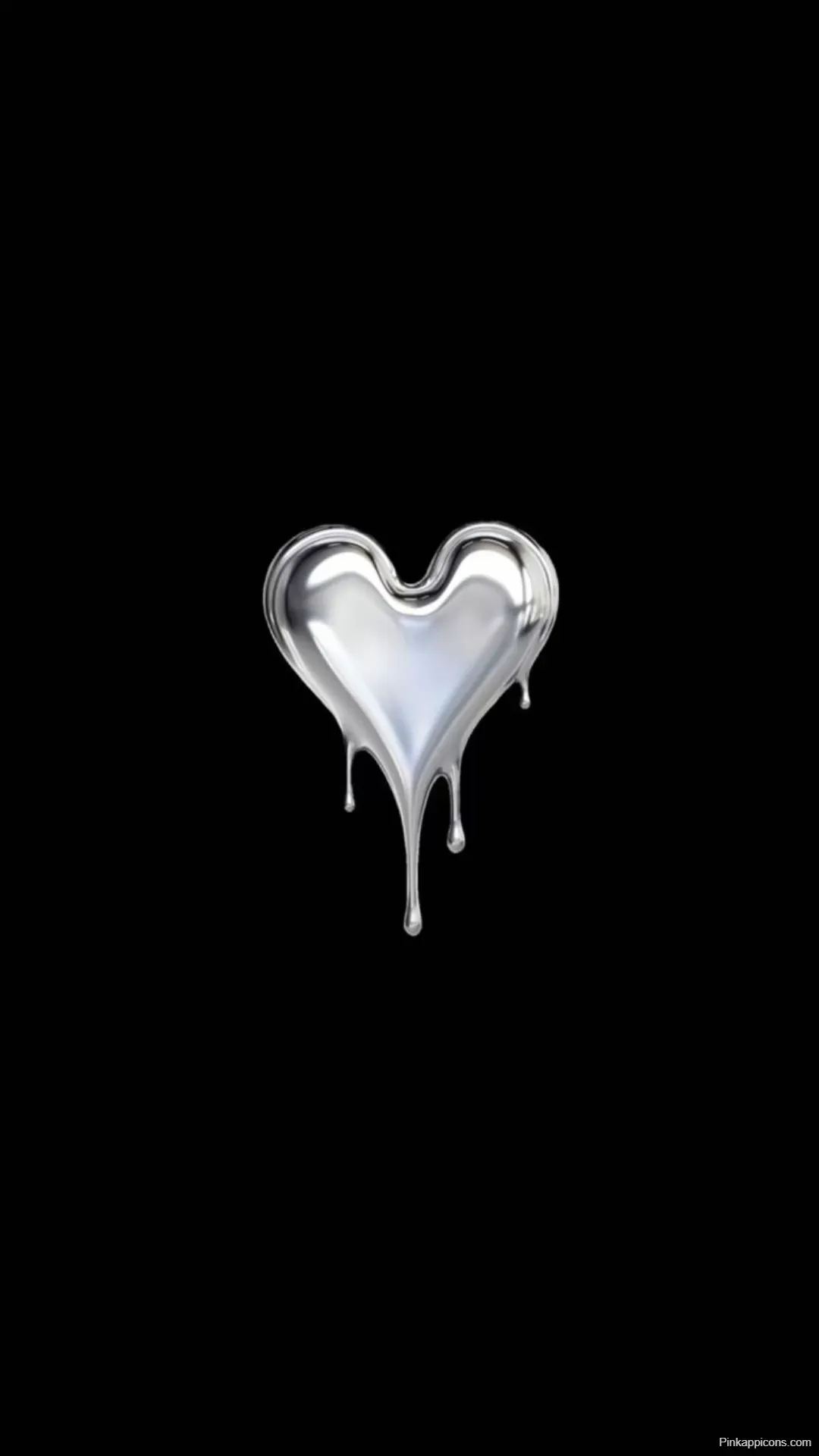Metallic Dripping Heart Wallpaper Silver Aesthetic for AMOLED Phones Metallic Dripping Heart Wallpaper Silver Aesthetic for AMOLED Phones