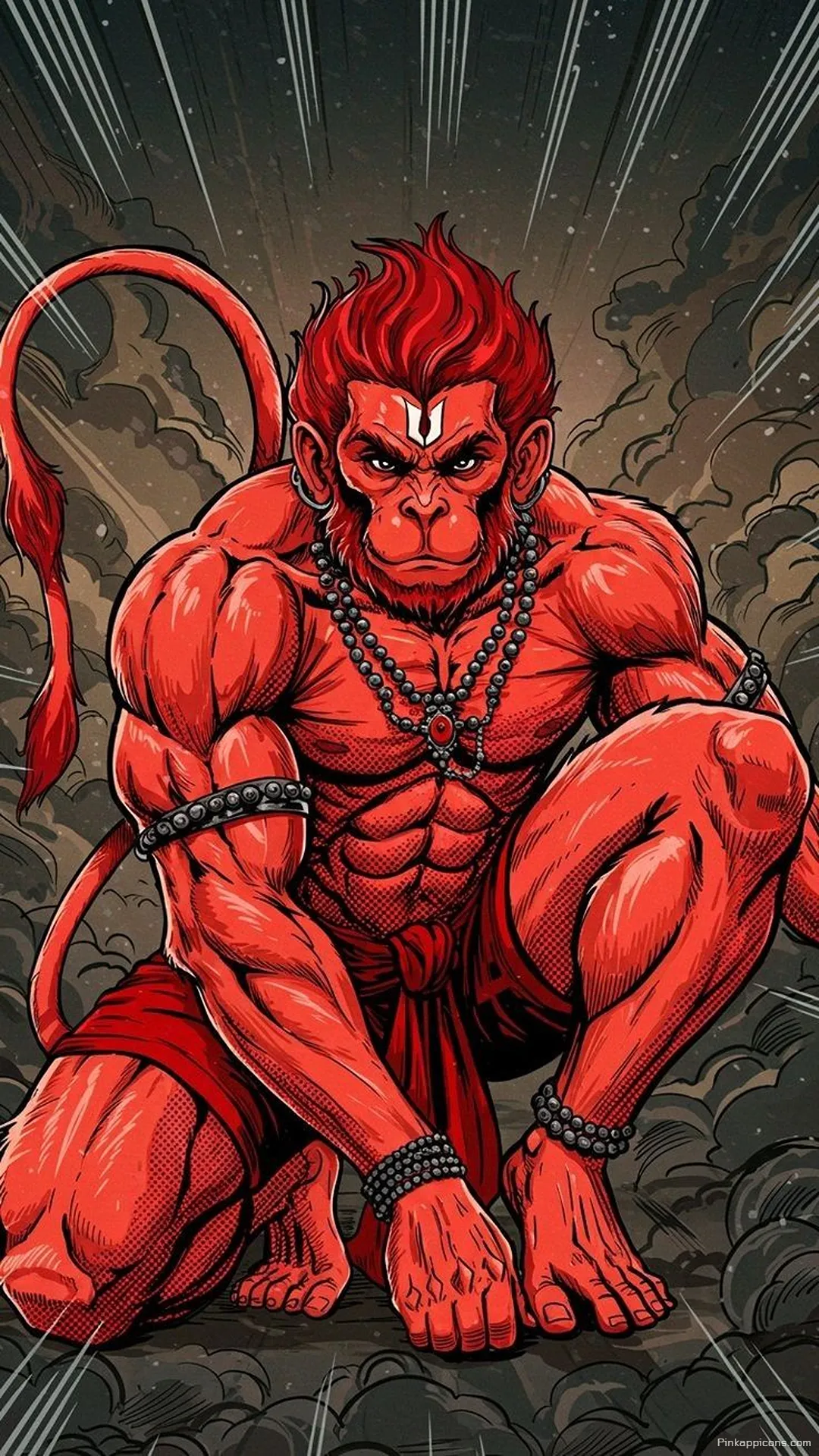 Mighty Red Hanuman iPhone Wallpaper Dynamic Warrior Phone Background Mighty Red Hanuman iPhone Wallpaper Dynamic Warrior Phone Background