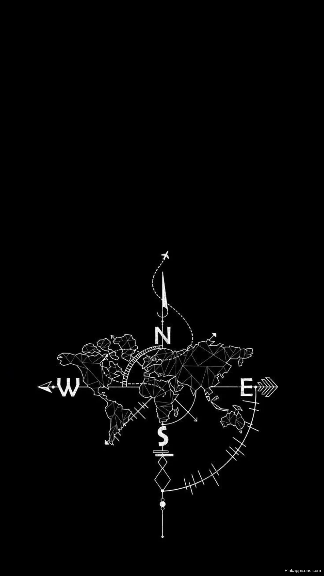 Minimalist Compass World Map Black Wallpapers for Travelers Minimalist Compass & World Map Black Wallpapers for Travelers