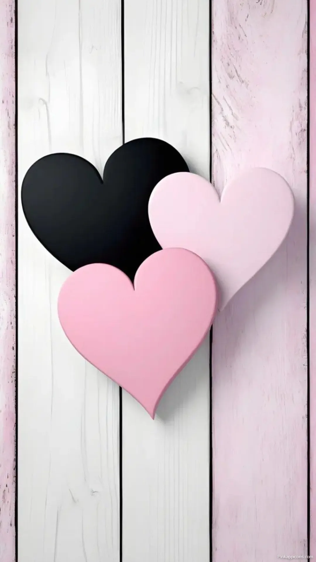 Minimalist Heart Wallpaper HD Layered Pink and Black on Wood Panels Minimalist Heart Wallpaper HD Layered Pink and Black on Wood Panels