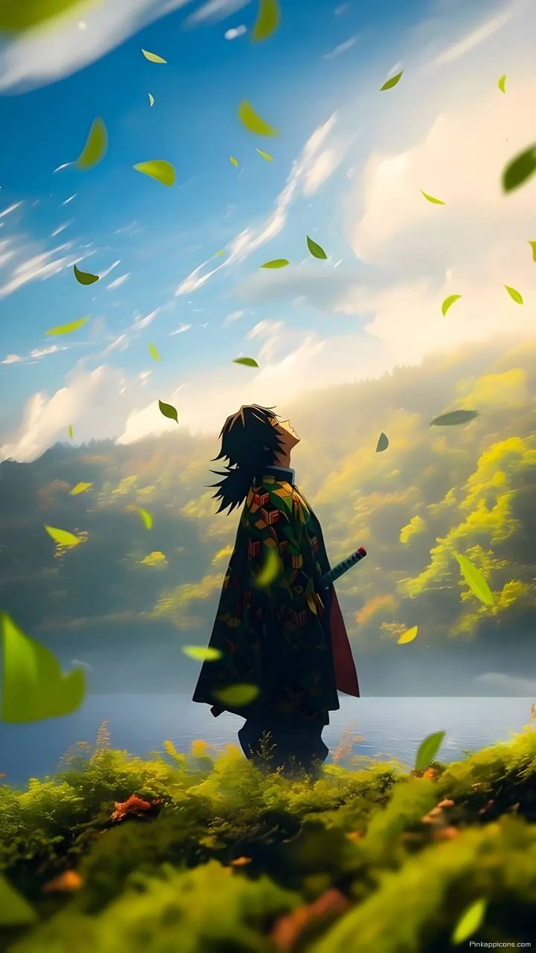 Peaceful Anime Character Samsung Wallpaper with Falling Leaves Peaceful Anime Character Samsung Wallpaper with Falling Leaves